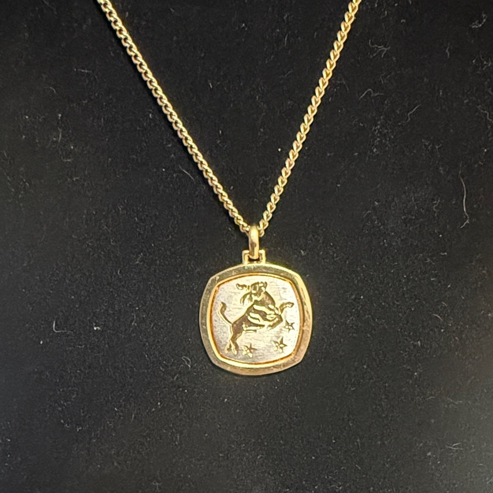 Gold-Tone Taurus Zodiac Pendant Necklace for Women